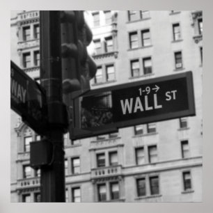Poster Wall Street - Sinal de preto e branco