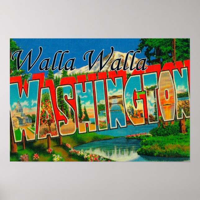 Poster Walla Walla, Washington - Cenas com Letras Grandes (Frente)