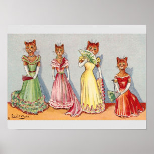 Poster Wallflower Cats por Louis Wain