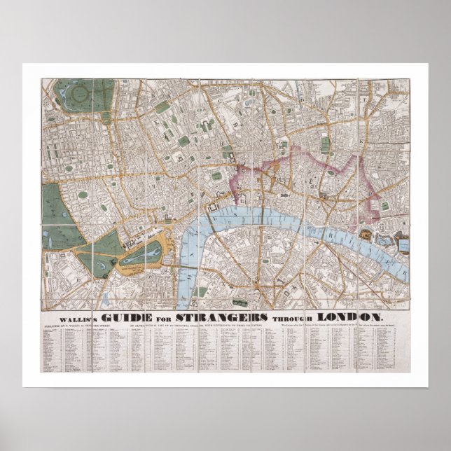 Pôster Wallis's Guide for Strangers Through London, 1841 (Frente)