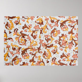 Poster Wallpaper Vintage - Padrão Floral do 18º Centu