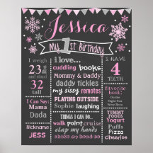 Wallthday Birthday Chalkboard de inverno - Garota