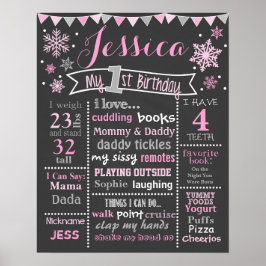 Pôster Wallthday Birthday Chalkboard de inverno - Garota