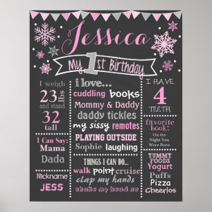 Pôster Wallthday Birthday Chalkboard de inverno - Garota
