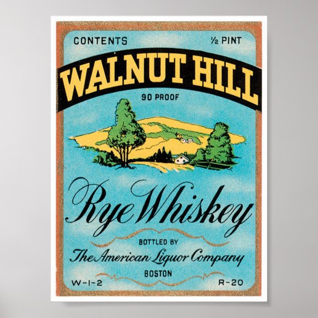 Poster Walnut Hill Rye Whiskey Boston Massachusetts EUA (Frente)