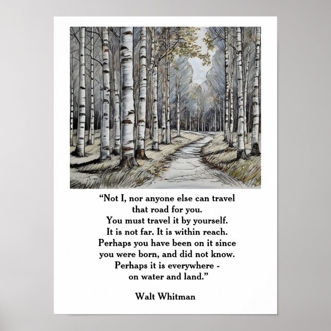 Poster Walt Whitman Quote — a estrada que nós viagem (Frente)