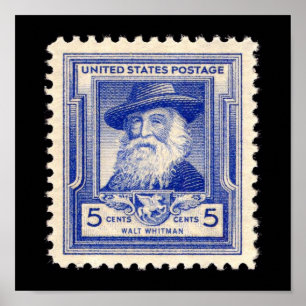 Poster Walt Whitman, selo comemorativo do Postage dos EUA