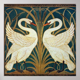 Poster Walter Crane Swan, Rush E Iris Art Nouveau