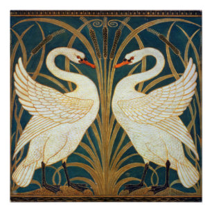 Pôster Walter Crane Swan, Rush E Iris Art Nouveau