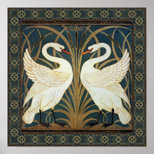 Poster Walter Crane Swan, Rush E Iris Art Nouveau
