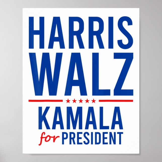Poster Walz 2024 Kamala Harris Para O Presidente Tim Walz (Frente)