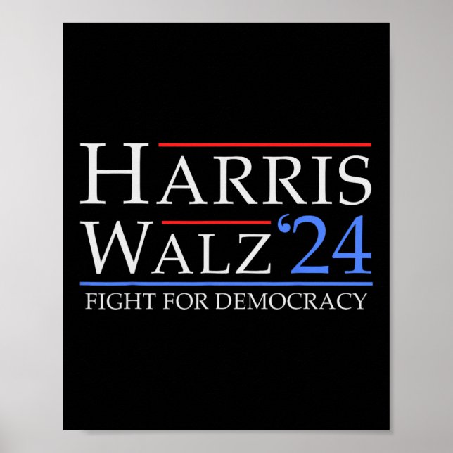 Poster Walz 2024 Save Democracy 2024 Eletion Funny Harri (Frente)