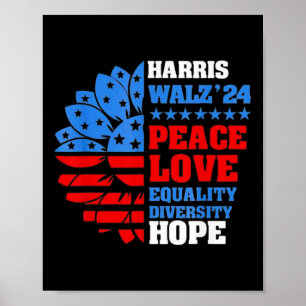 Poster Walz Peace Love Igualdade Esperam Diversidade