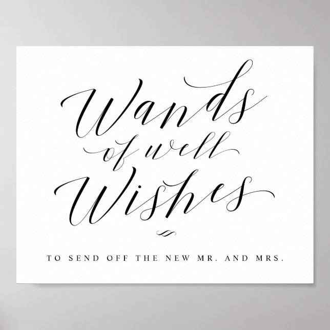 Poster Wand Streamers Send Off Calligraphy Wedding Sign (Frente)