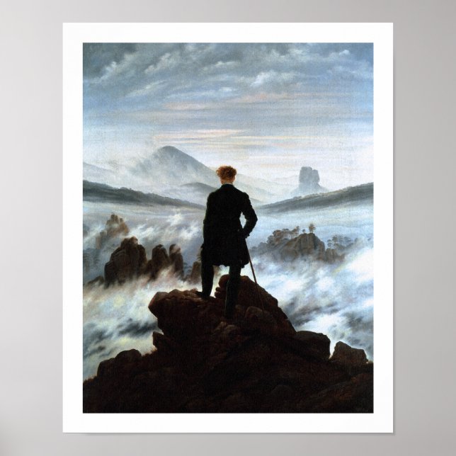 Poster Wanderer sobre o Mar de Nevoeiro - David Friedrich (Frente)