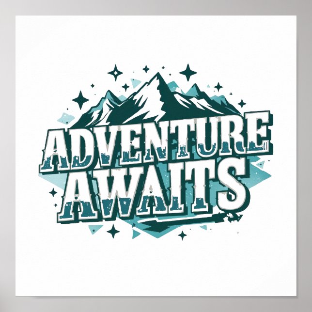 Poster Wanderlust and Travel Quote with Pine Trees (Frente)