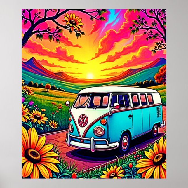 Poster Wanderlust Van Sunset Art (Frente)