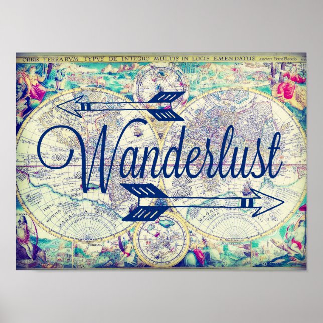 Poster Wanderlust Vintage Map Wall Art (Frente)