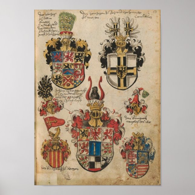 Poster Wappen der Bayerischen Ritterschaft 1482 t2 (Frente)