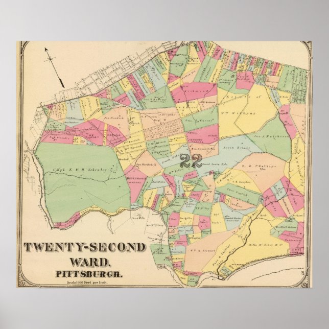Pôster Ward 22 de Pittsburgh, Pensilvânia (Frente)
