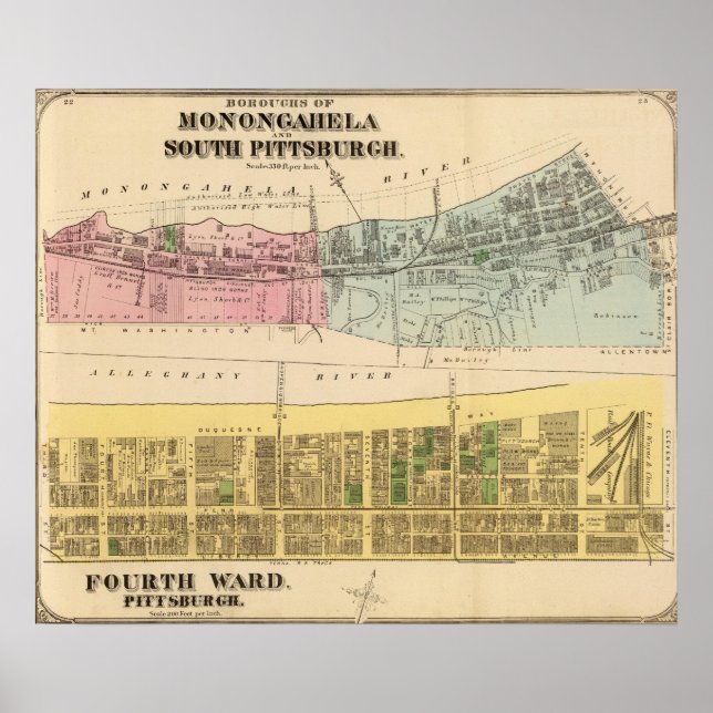 Poster Ward 4 Monongahela, S Pittsburgh (Frente)