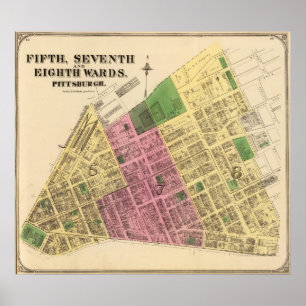 Pôster Wards 5, 7-8 de Pittsburgh, Pensilvânia