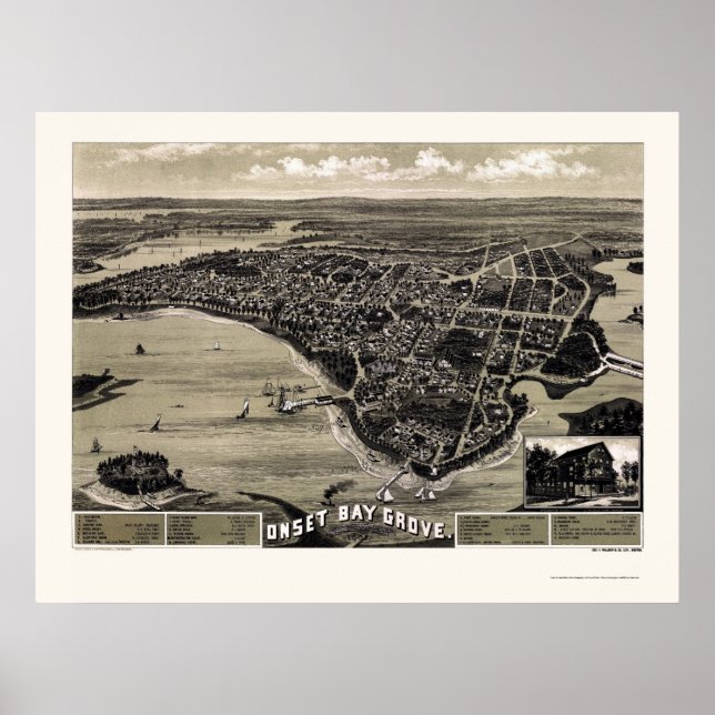Poster Wareham, Mapa Panorâmico do MÃE - 1885 (Frente)