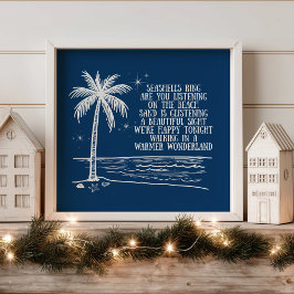 Poster Warmer Wonderland Palm Tree Beach Christmas