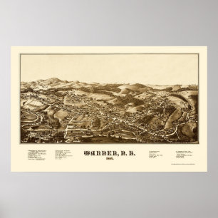 Pôster Warner, mapa panorâmico do NH - 1887