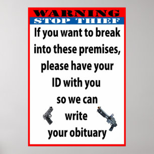 Pôster WARNING - STOP THIEF Poster/Sign