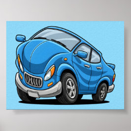 Poster Warped Blue Cartoon Auto