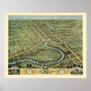 Pôster Warren, mapa panorâmico do OH - 1870