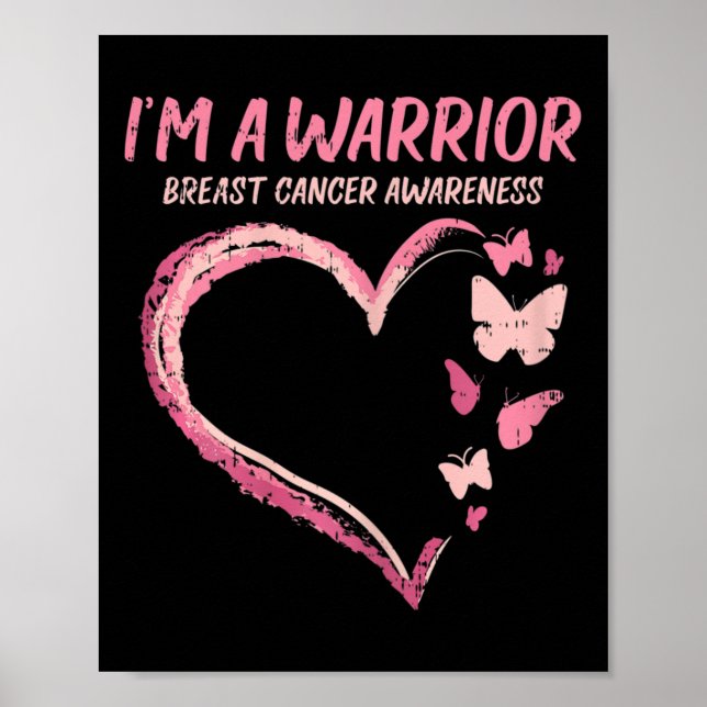 Poster Warrior Heart Butterfly Cancer Sensibilização Com (Frente)