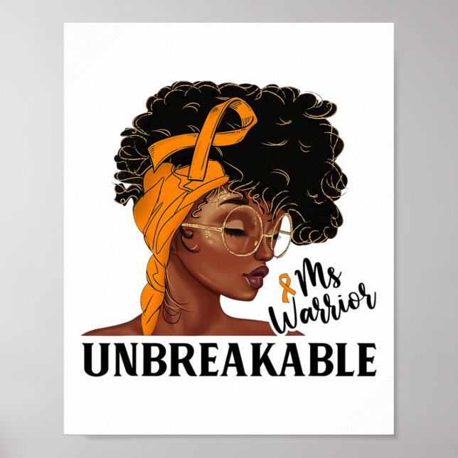 Poster Warrior Unquebrável Mulher Negra Cria Consciência (Frente)
