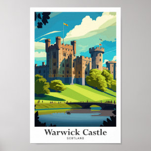 Poster Warwick Castle Scotland Viagem Art Vintage