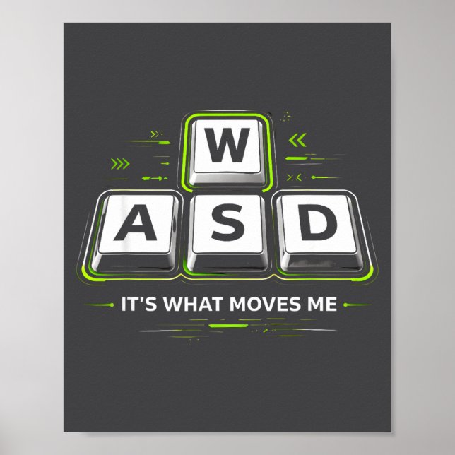 Poster Wasd É O Que Me Move .engraçado Jogador De Pc Comp (Frente)