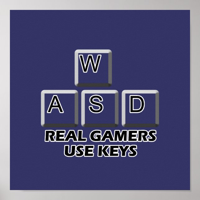Pôster WASD - Gamers de verdade usam teclas (Frente)