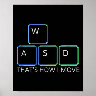 Poster Wasd Gaming Design - Teclado Gráfico de Pc Icônico