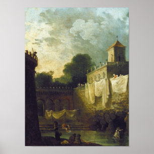 Pôster Washerwomen no fosso de uma casa de campo italiana