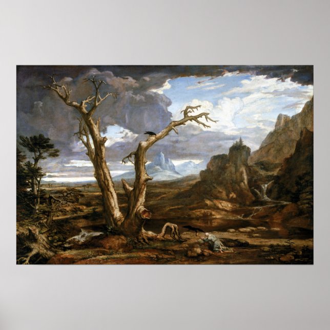 Poster Washington Allston Elijah no Deserto (Frente)