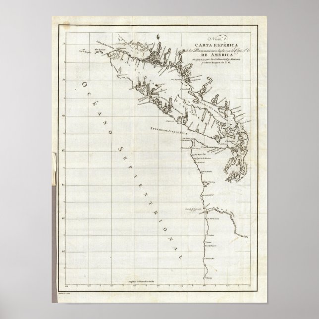Pôster Washington, Colúmbia Britânica, mapa de Vancouver (Frente)
