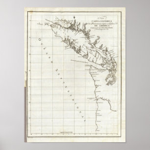 Pôster Washington, Columbia Britânica, mapa de Vancôver