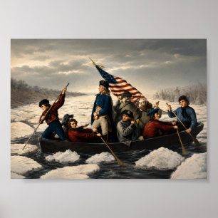 Poster Washington Cruzando o Delaware História da América