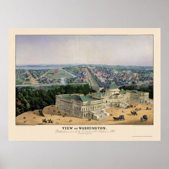 Poster Washington, DC Panorâmica - 1852 (Frente)