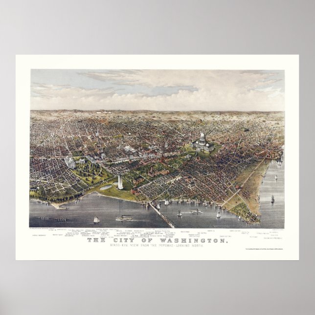 Poster Washington, DC Panorâmica - 1880 (Frente)