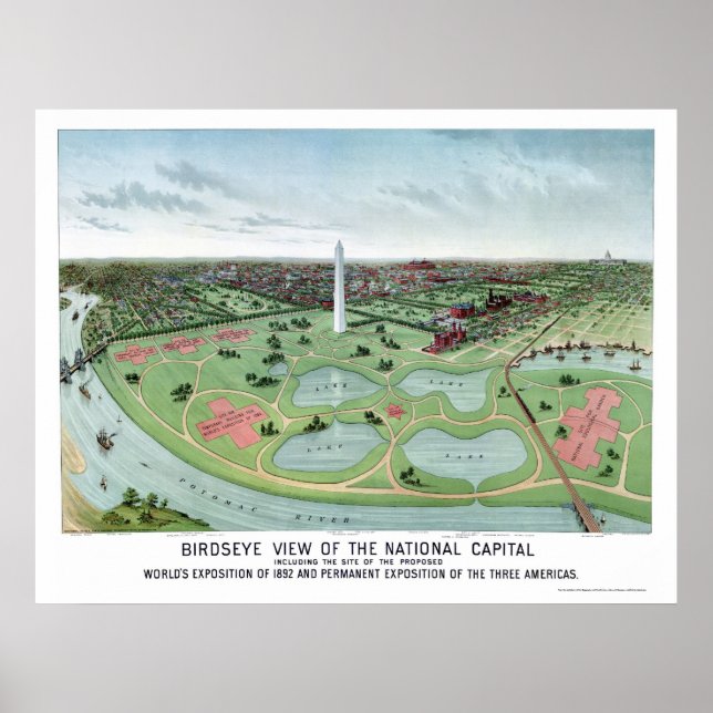 Poster Washington, DC Panorâmica - 1888 (Frente)