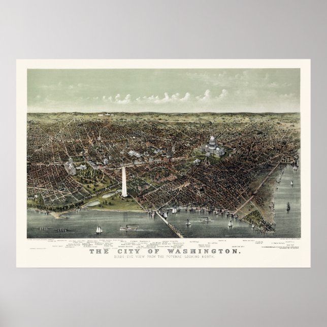Pôster Washington, DC Panorâmica - 1892 (Frente)