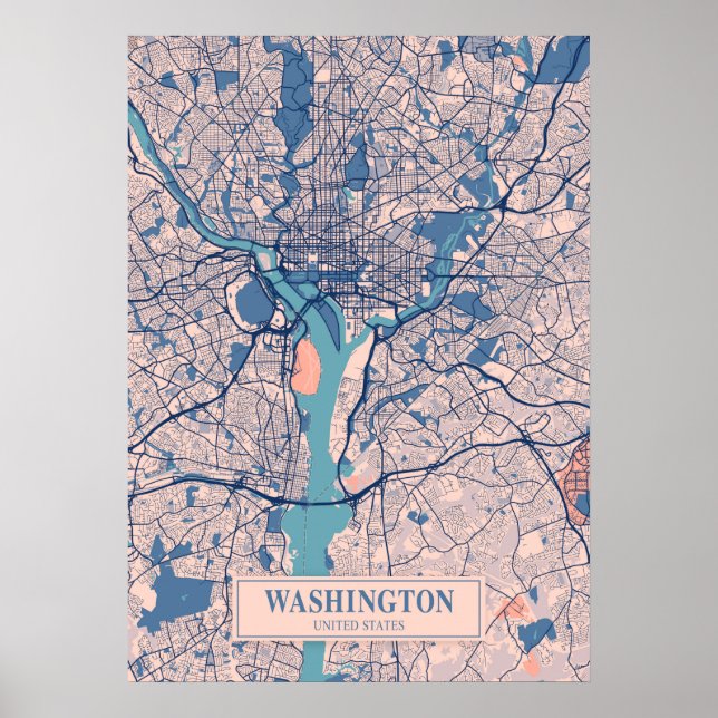 Poster Washington - Estados Unidos Breezy City Map (Frente)