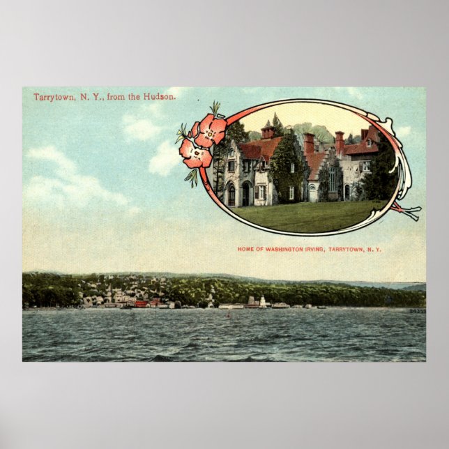 Poster Washington Irving, Tarrytown, NY Vintage c1915 (Frente)