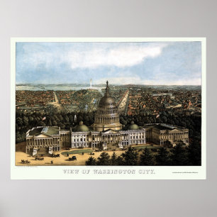 Poster Washington, mapa panorâmico da C.C. - 1871